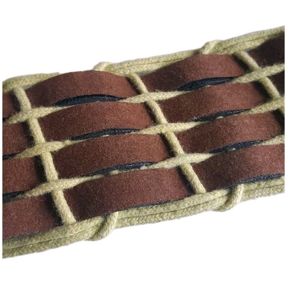 Woven BR Suede Hippie Belt Adjustable Basket Weave Women S/M Retro 42" WO Buckle - Picture 8 of 10